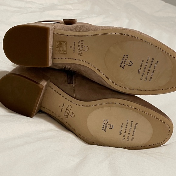 Etienne Aigner Leather Tan Boots, Never Worn Size 8 - Picture 5 of 6